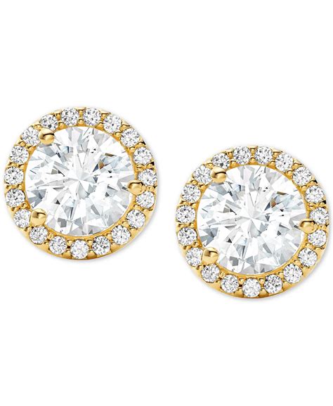 michael kors stainless steel stone set stud earrings|michael kors halo stud earrings.